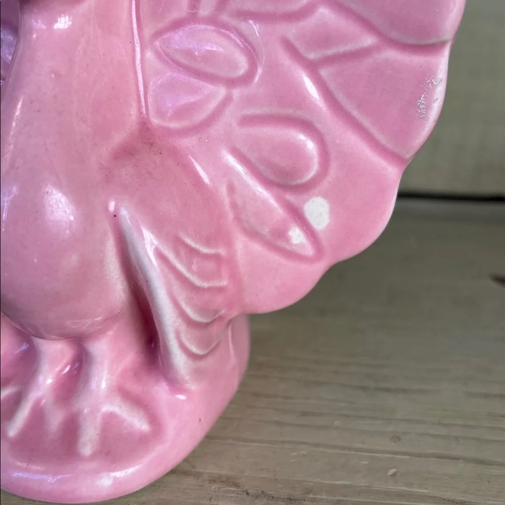 Vintage Mccoy pink peacock pocket planter